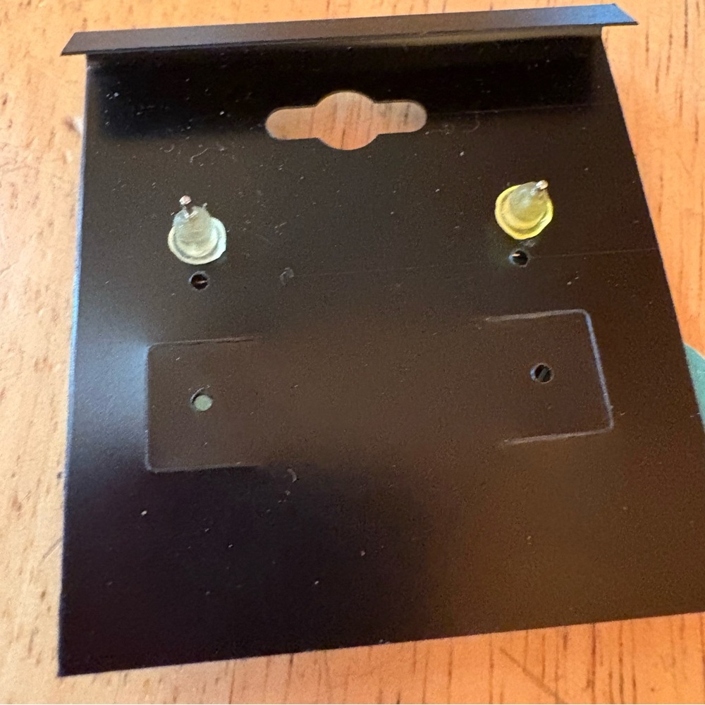 Blue Geometric Stone-Like Dangle Earrings - Picture 3 of 3